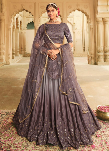 Amaze Thread Embroidered Work Shaded Dusty Purple Lehenga Choli